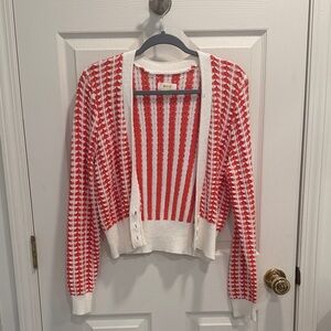 Maeve Orange and White Striped Cardigan